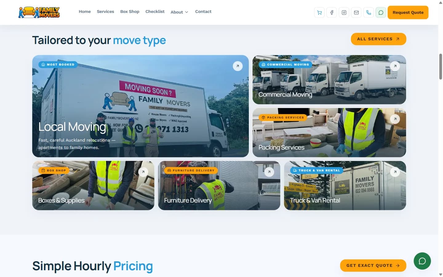 Move-type cards for local, commercial, packing, boxes, furniture and rental
